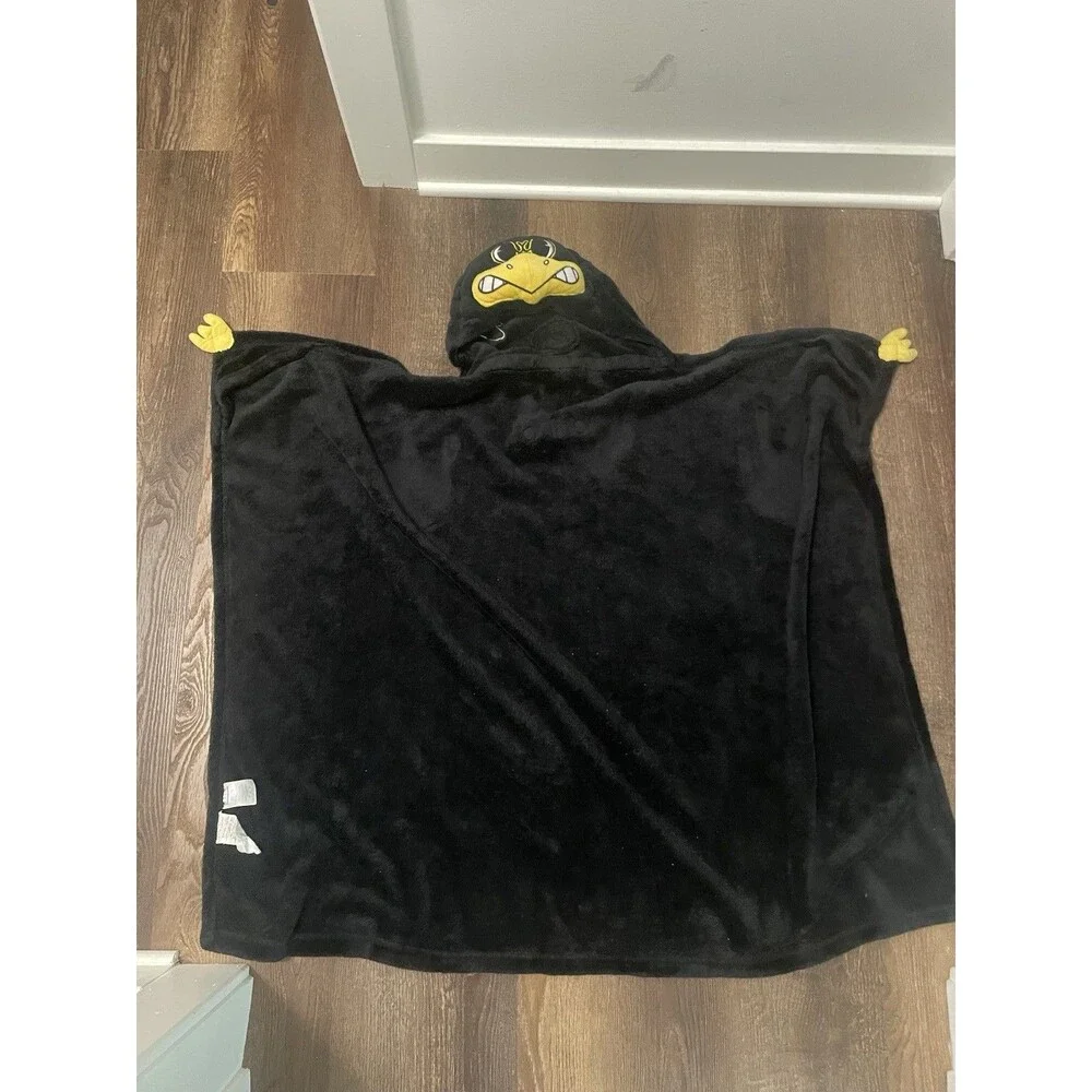 Kids Hooded Blanket Throw Polyester Black/Yellow 60x50 in